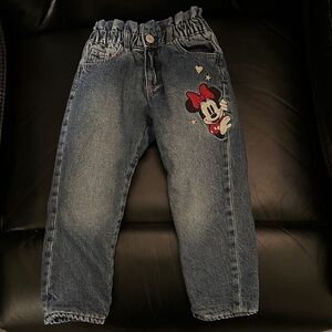Gap Disney Kids Fleece Lined Denim Jeans with Minnie Mouse Embroidery Size 4